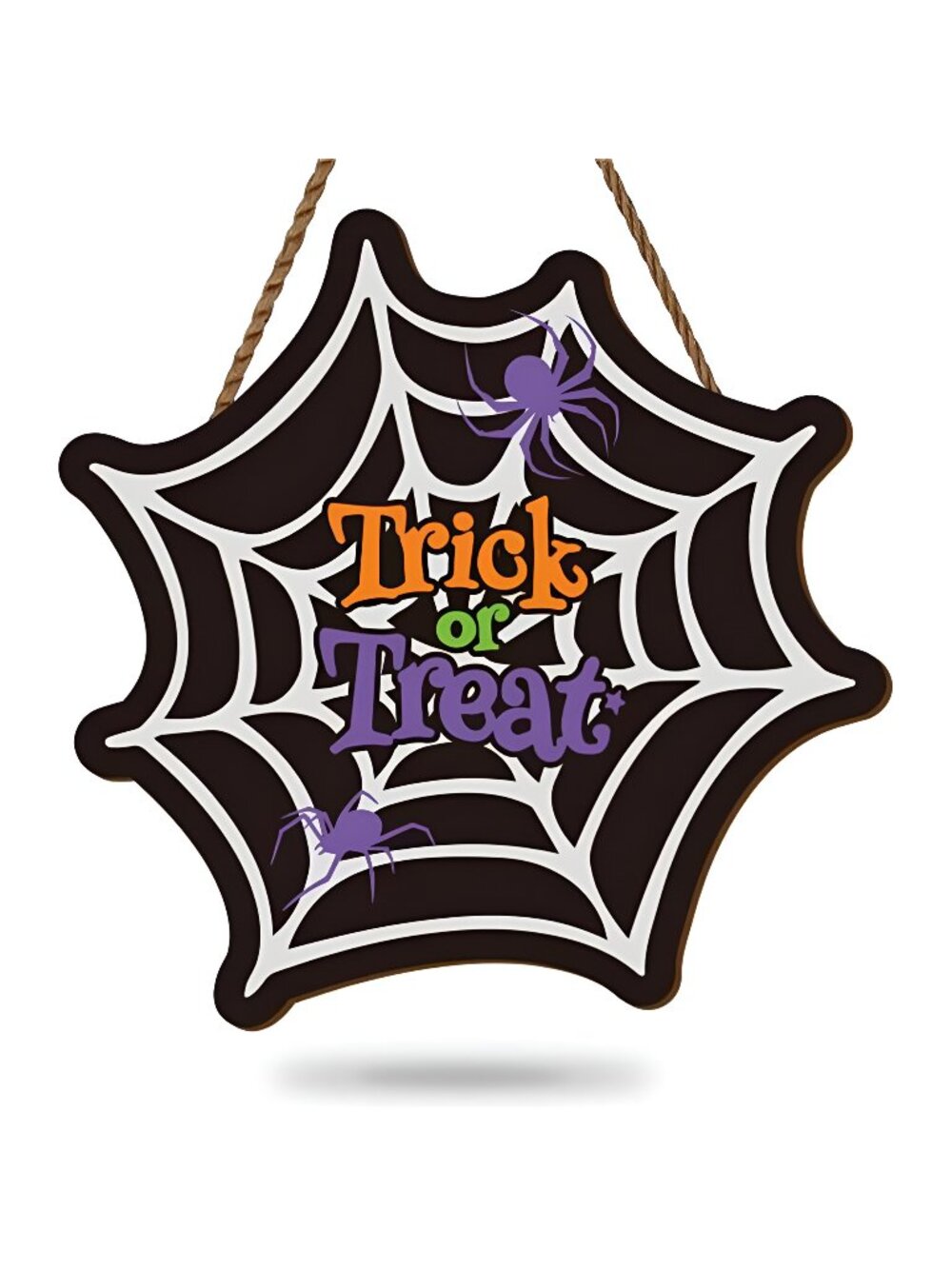 Halloween Spider Web Door Sign Trick or Treat Wooden Hanging Sign